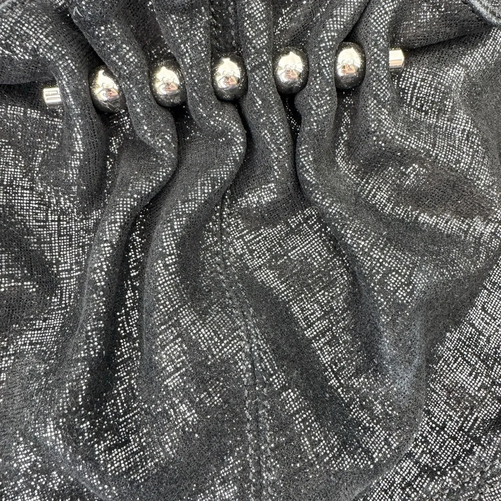 Y2K B MAKOWSKI Hobo Bag Slouchy Black Leather Studded Shoulder Cinched Combo